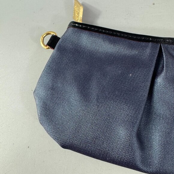 MZ Wallace Women Navy Zip Up Pouch Wristlet Canvas Patent Leather Trim - Picture 2 of 12